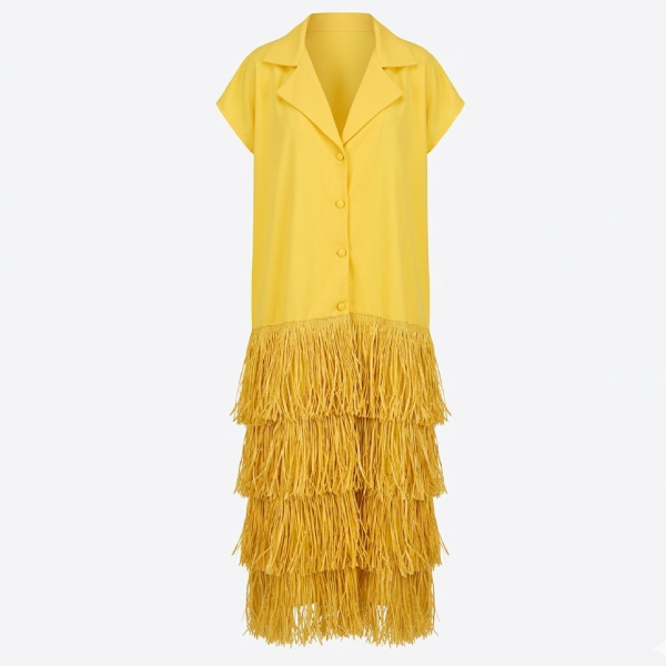 CHEZA BLAZER butter yellow 4 raffia layers